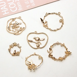 Accesorios para Joyería DIY Dijes de Cobre de Pájaro Guirnalda Flor Rama para Pendientes Horquilla Colgante Estilo Antiguo