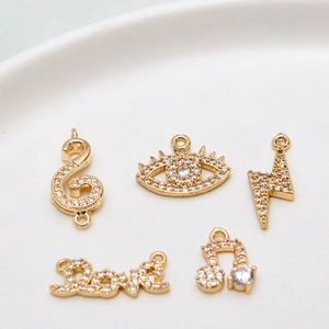 5er-Set goldbeschichtete DIY-Schmuckanhänger mit Zirkonia für Halsketten