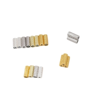 Gold plated magnetic cylindrical spacer beads with cross knurled pattern for jewelry DIY