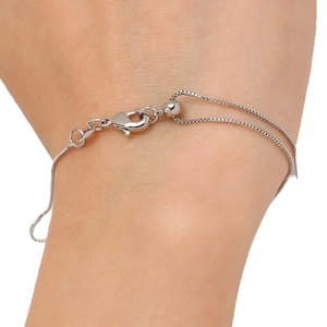 Verstellbares Box-Kettenarmband aus Sterlingsilber mit Karabiner und Schiebeperle