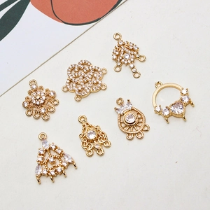 Lot de 7 breloques dorées pour bijoux DIY serties de zircons de style vintage et élégant