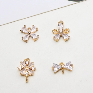 DIY gold-plated zircon pendants in clover, flower, snowflake, and bow shapes