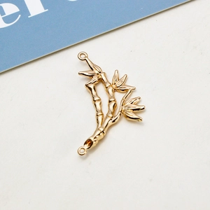 Detailed view of gold bamboo joint pendants with dual rings for DIY jewelry making