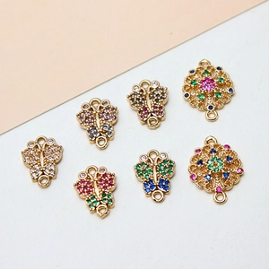 Kupfer Strass Schmetterling Rund Blumen Hohl Verbinder Anhänger Für DIY Schmuckherstellung Zubehör Ohrring Charms Gold Komponenten