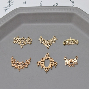 6pcs vintage light gold filigree hollow connector pendants for DIY jewelry making