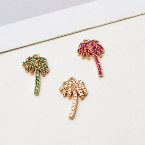 Colgantes de palmera dorada con circonitas para la creación de joyas DIY