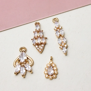 Vergulde koperen druppelhangers met micro-zirkonia voor DIY-sieraden maken projecten