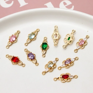 DIY jewelry connectors with gold plating and zircon inlay for necklaces and bracelets