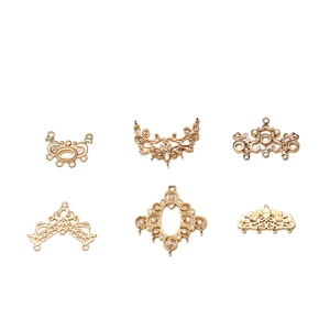 DIY gold floral filigree connectors for jewelry making including six vintage patterns