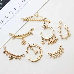 DIY copper zircon pendants with moon and meteor shapes for jewelry making in gold finish