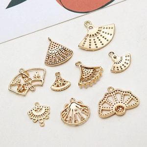 Vergulde waaier- en schelphangers met zirkoonstenen voor DIY-sieraden en accessoires