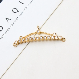 Macro shot of micro-paved zircon gold connector for DIY jewelry making and tassels