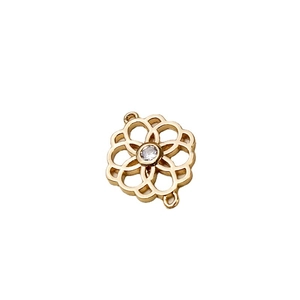 Vergoldeter Blumen-Schmuckverbinder mit Zirkonia-Stein für DIY-Halsketten und Zubehör