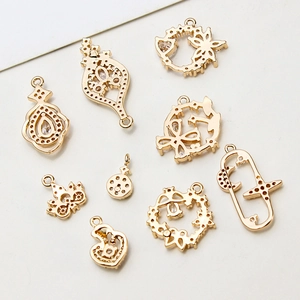 Vergoldete DIY-Kupferanhänger mit Zirkonia für Halsketten und Armbänder-Zubehör