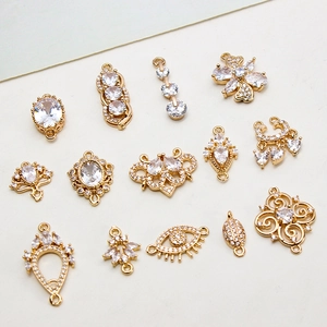 Vintage Court Style Copper Micro-inlaid Zirconia Pendants Gold Plated DIY Jewelry Connectors For Earring Necklace Bracelet Making Accessories
