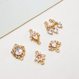 Micro-set zircon gold pendants for DIY necklace jewelry making in various vintage shapes
