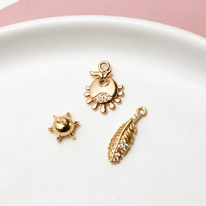 Vergulde micro-pave veer en zonneschijf hangers voor DIY sieraden maken
