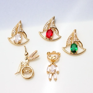 DIY Jewelry Accessories Gold Plated Copper Zirconia Inlaid Sailboat Fairy Bear Pendants For Necklace Bracelet Materials