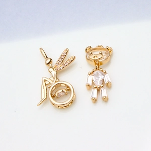 Exquisite gold-plated fairy and zircon bear pendants for DIY jewelry making sets