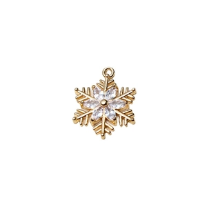 Colgante de copo de nieve chapado en oro con circones para creación de joyas DIY