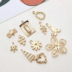 DIY jewelry making pendants in assorted shapes with gold finish and zircon stones