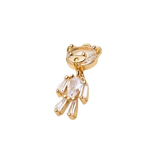Gold-plated bear charm with zircon stones for DIY jewelry making and necklaces