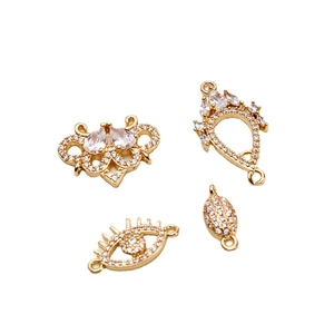 Golden palace style pendants with micro-set zircon for DIY necklace jewelry making
