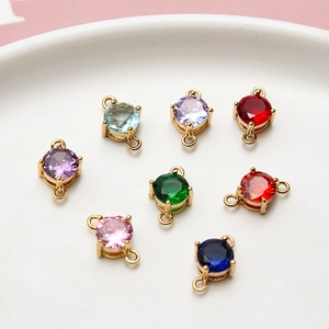 6mm faceted round glass pendants with gold-plated double loops for DIY jewelry making