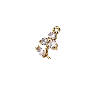 Exquisite gold-plated flower pendant with sparkling cubic zirconia for DIY jewelry making