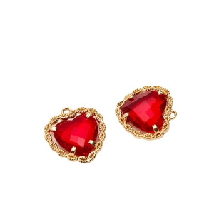 Harthanger met rode zirkoon en goudkleurige kanten rand voor DIY-sieraden maken nu