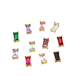Rectangle zircon pendants in copper gold-plated settings with 11 vibrant gemstone colors