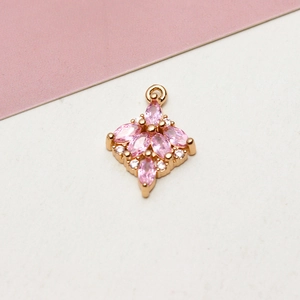 Exquisite gold-plated pink marquise zircon heart flower pendant for DIY jewelry making