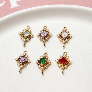 Rhombus zircon pendant set in six colors for DIY earring jewelry making designs