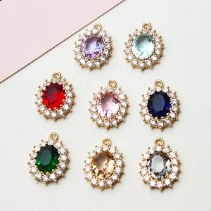 Copper Oval Rhinestone Flower Halo Pendant DIY Jewelry Making Materials For Necklace Earring Handcrafted Accessories