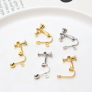 Adjustable screw-on ear clips in gold and silver finish for non-pierced DIY jewelry