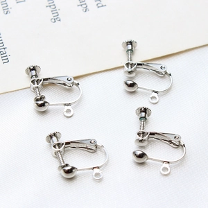 Set of four silver screw-on earring converters for non-pierced ears DIY jewelry making