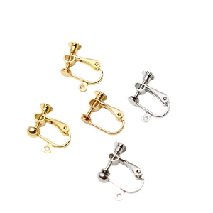 Adjustable gold and silver screw clip-on earring converters for non-pierced DIY jewelry making