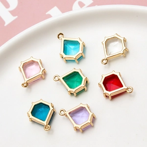 DIY colorful pixel style drop pendants with gold plated frames in seven various vibrant colors