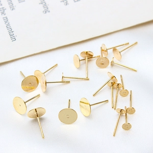 Copper Flat Pad Earring Posts DIY Jewelry Making Findings Real Gold Plated Earring Pins For Earring Making Craft Components