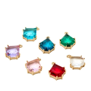 DIY colorful geometric gemstone pendants with gold plated edge for jewelry making