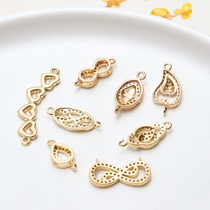 Connecteurs géométriques en zircon plaqués or pour la création de bijoux DIY