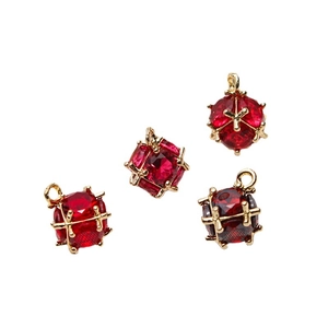 DIY copper zircon cube pendant set for jewelry making in pixel art style with red stones
