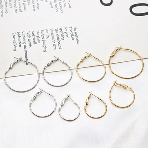 Copper Real Gold Plated Minimalist Geometric Circle Hoop Earrings For Women DIY Jewelry Making Accessories Earring Findings