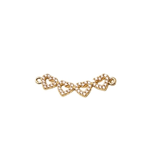 Connecteur pendentif cœur plaqué or avec micro-pavé de zircone cubique pour bijoux