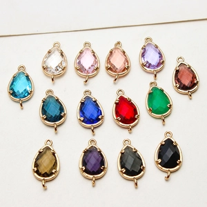 Facettierte Glastropfen-Anhänger mit vergoldeter Kupferfassung und Doppelösen für DIY-Schmuck