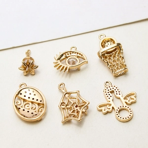 Exotic gold plated brass pendants with cubic zirconia for DIY jewelry making sets