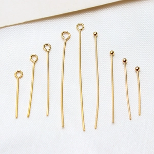 Chiodini ad occhiello e a testa tonda in rame placcato oro per creazione gioielli DIY