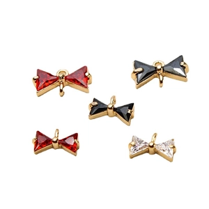 Bow tie jewelry charms with colorful zircon inlay for DIY earrings and necklaces