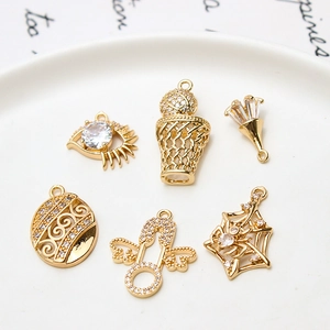 Exotic copper-plated gold charms with cubic zirconia for creative DIY jewelry making