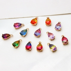 Faceted gradient teardrop crystal charms with gold plating for DIY jewelry making
